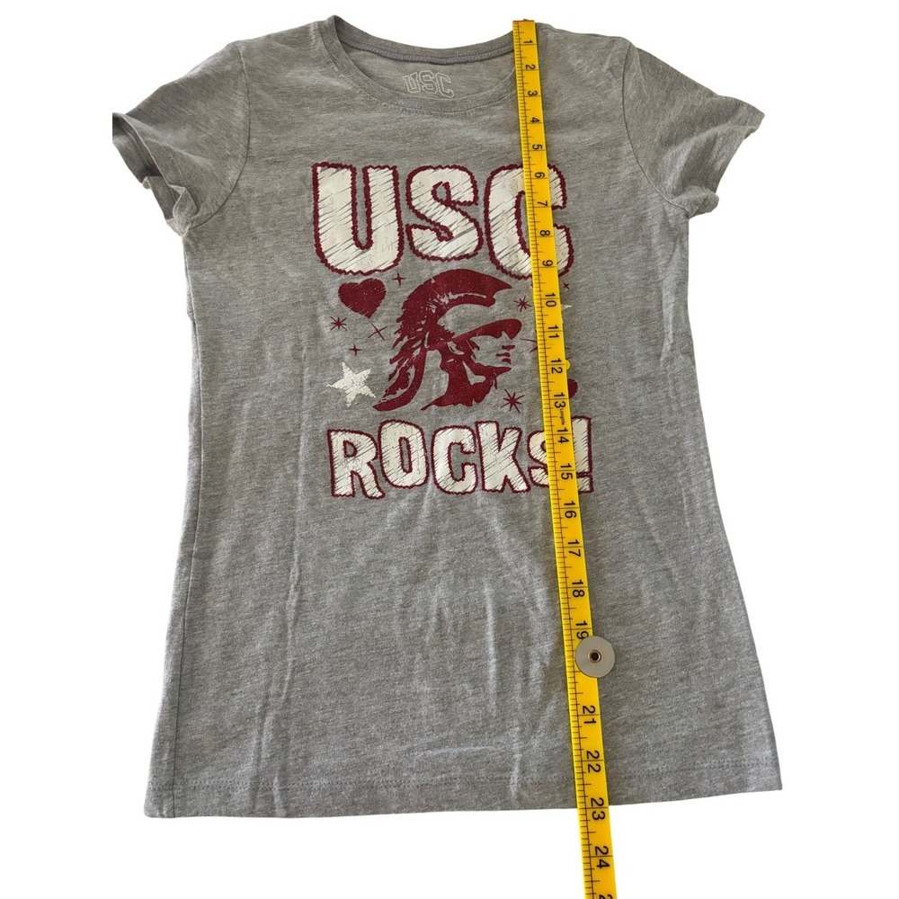 USC Trojans Youth Girls Gray Short Sleeve T Shirt L‎ 16 18 USC Rocks Graphic Tee - Picture 5 of 7